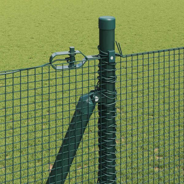 Schweißdrahtzaun mit 13 Flanschpfosten Grün 1,4x50 m Stahl