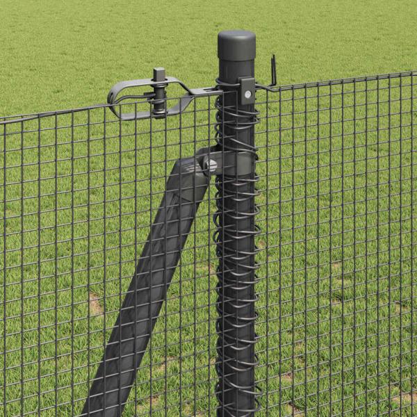 Drahtzaun mit 13 Flanschpfosten Grau 1,2x50 m Stahl