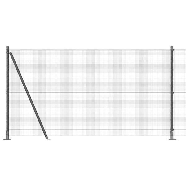 Drahtzaun mit 13 Flanschpfosten Grau 1,2x50 m Stahl