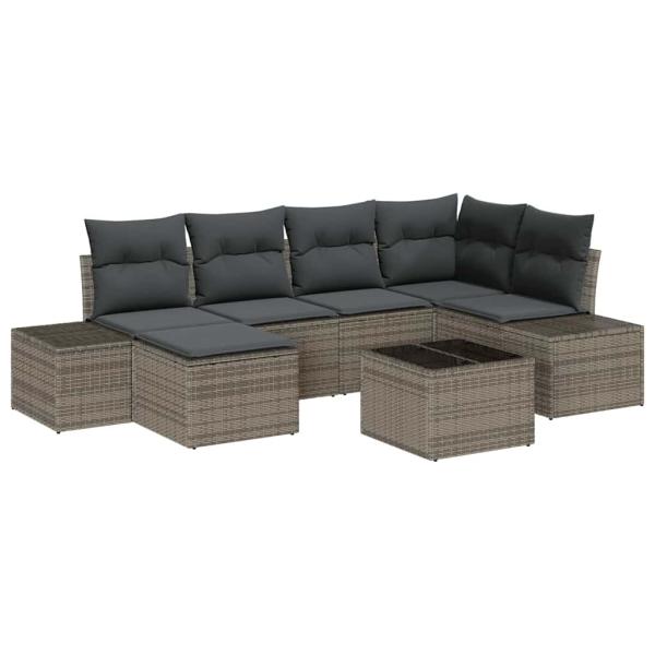 6-teiliges Garten Sofa Set mit Kissen Schwarz Poly Rattan