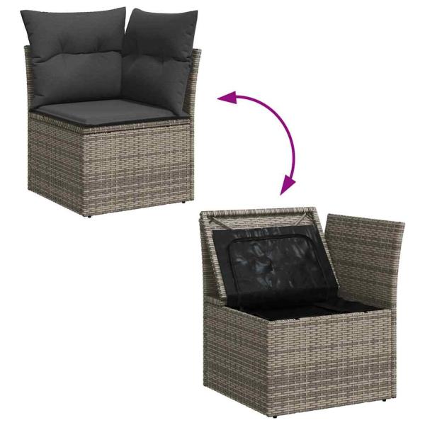 Garten Sofa Set 8-teilig Grau Rattan Garten Sofa Set Rechteckig