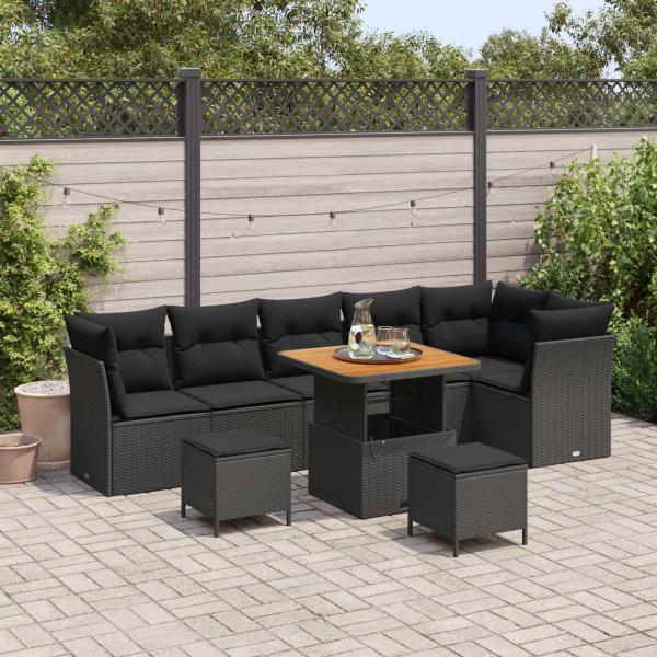 ARDEBO.de - Gartensofa-set 9 stk. Schwarz Poly-Rattan