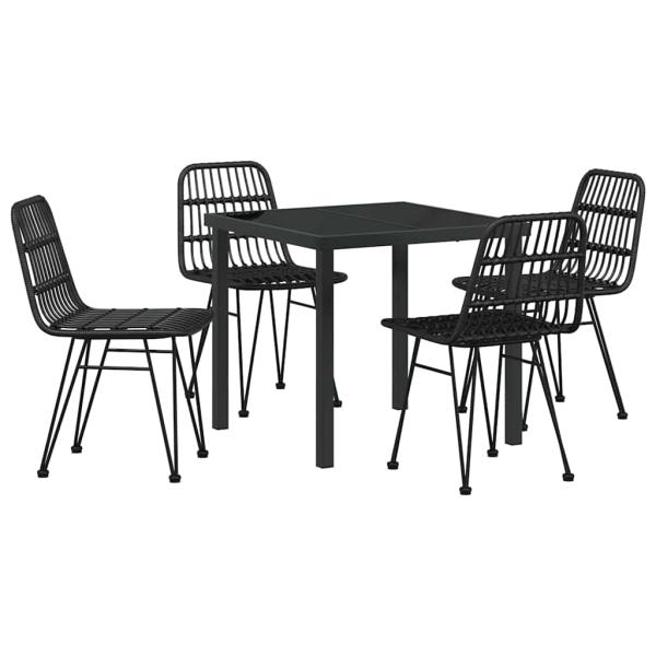5-teiliges Garten Dining-Set Schwarz Poly Rattan