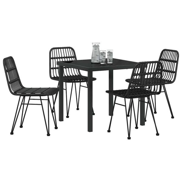 5-teiliges Garten Dining-Set Schwarz Poly Rattan