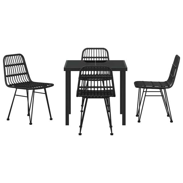 5-teiliges Garten Dining-Set Schwarz Poly Rattan