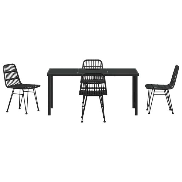 5-teiliges Garten-Esstischset schwarz Poly-Rattan