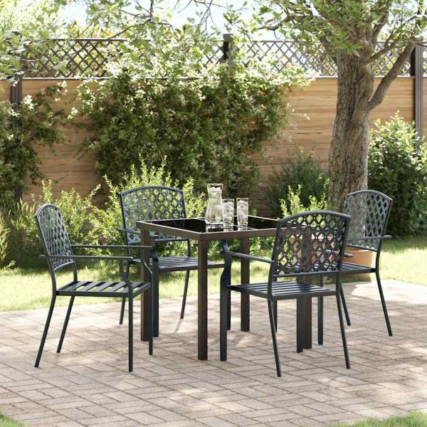 ARDEBO.de - 5-teilige Garten Essgruppe Anthrazit Stahl