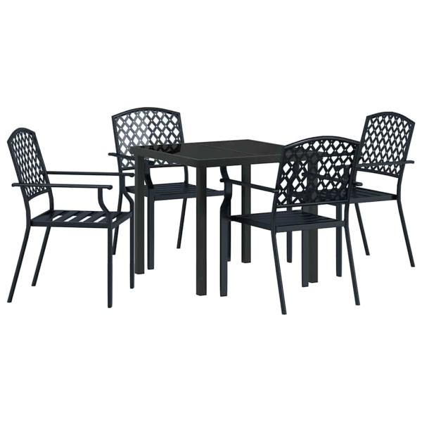 5-teilige Garten Essgruppe Anthrazit Stahl