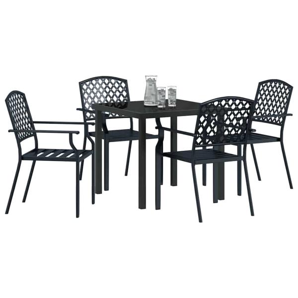 5-teilige Garten Essgruppe Anthrazit Stahl