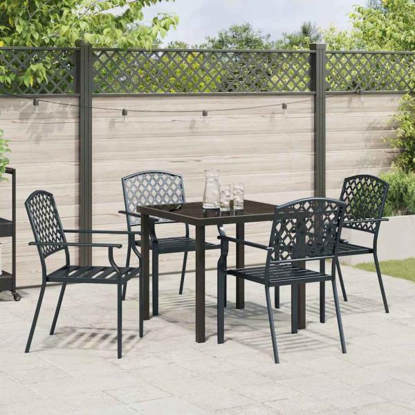 5-teilige Garten Essgruppe Anthrazit Stahl