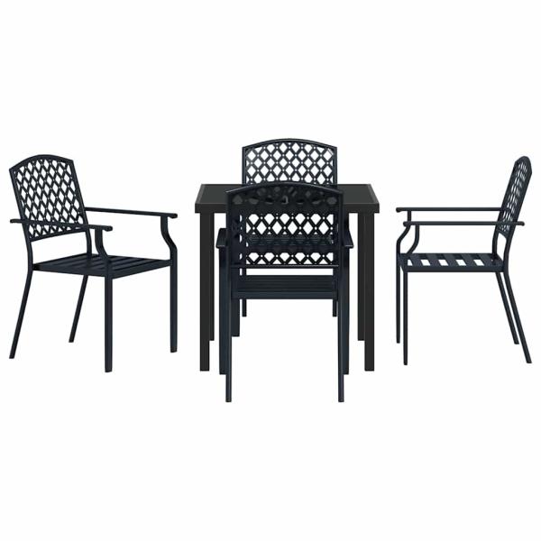 5-teilige Garten Essgruppe Anthrazit Stahl