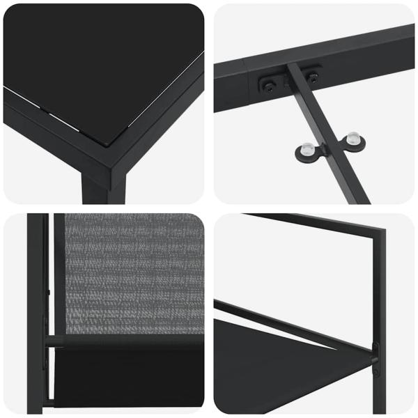 9-teiliges Garten Essset Schwarz Textilene und Stahl