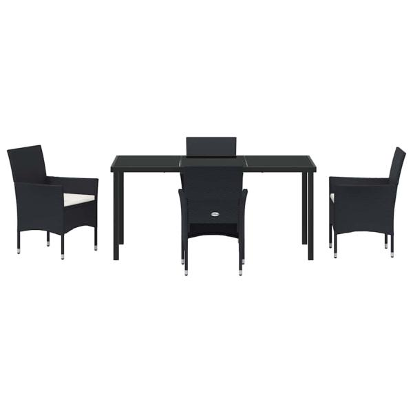5-teiliges Garten-Essgruppen-Set Schwarz Poly-Rattan