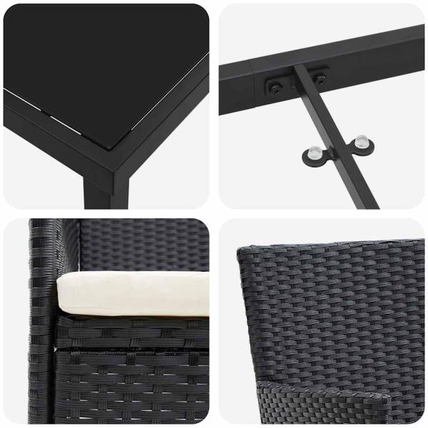 5-teiliges Garten-Essgruppen-Set Schwarz Poly-Rattan