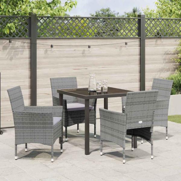 5-teiliges Garten-Essset Grau Poly-Rattan