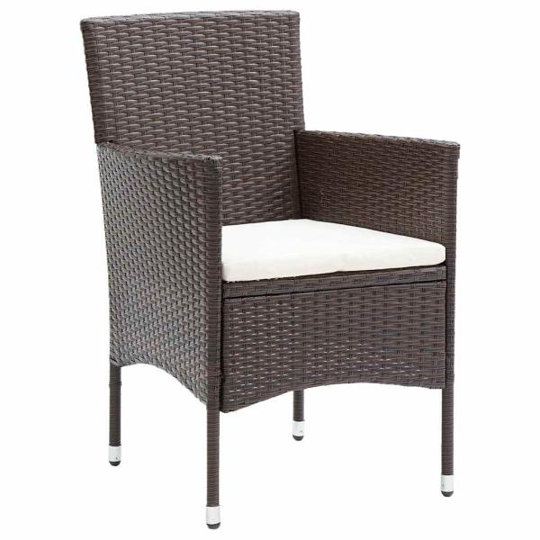 3-teiliges Garten Esszimmer Set Braun Poly-Rattan