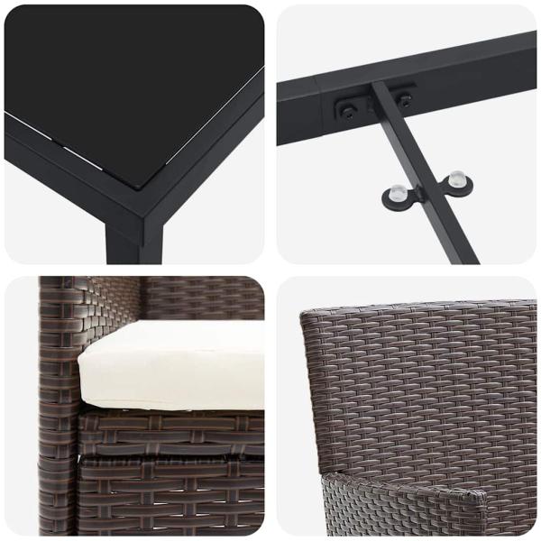 3-teiliges Garten Esszimmer Set Braun Poly-Rattan