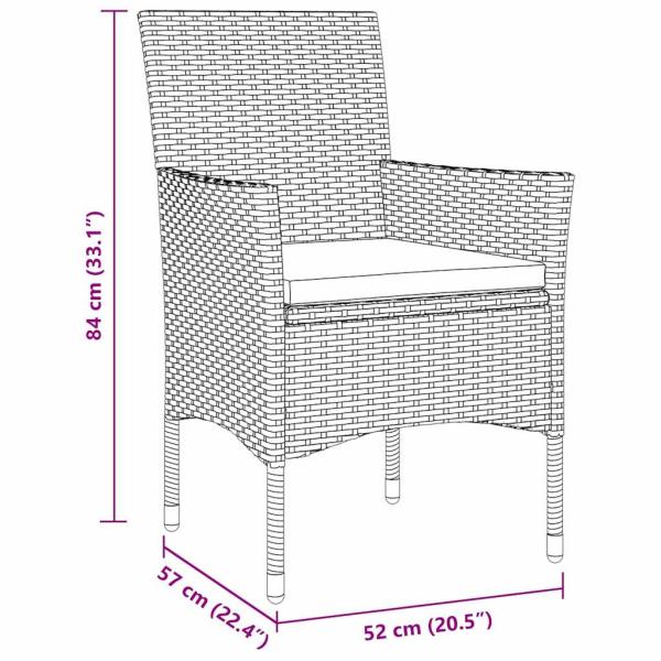 3-teiliges Garten Esszimmer Set Braun Poly-Rattan