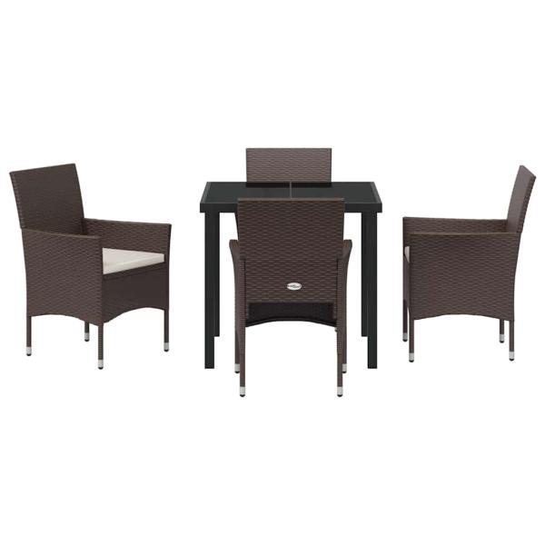 5-teiliges Garten-Essset Braun Poly-Rattan