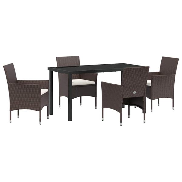 5-teiliges Garten-Ess-Set Braun Poly-Rattan