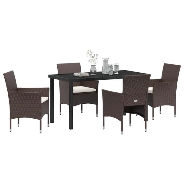 5-teiliges Garten-Ess-Set Braun Poly-Rattan