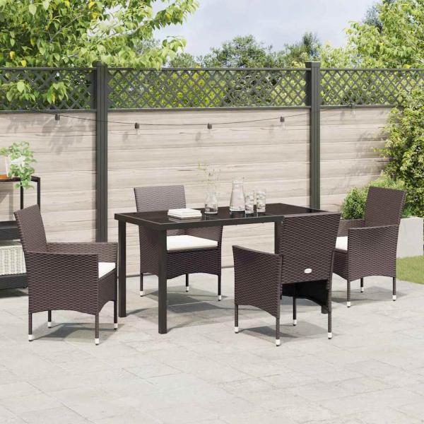 5-teiliges Garten-Ess-Set Braun Poly-Rattan