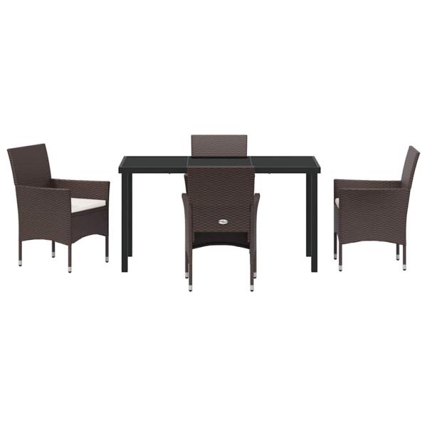 5-teiliges Garten-Ess-Set Braun Poly-Rattan