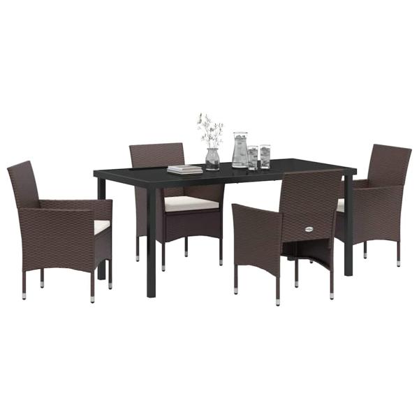 5-teiliges Garten-Ess-Set Braun Poly-Rattan
