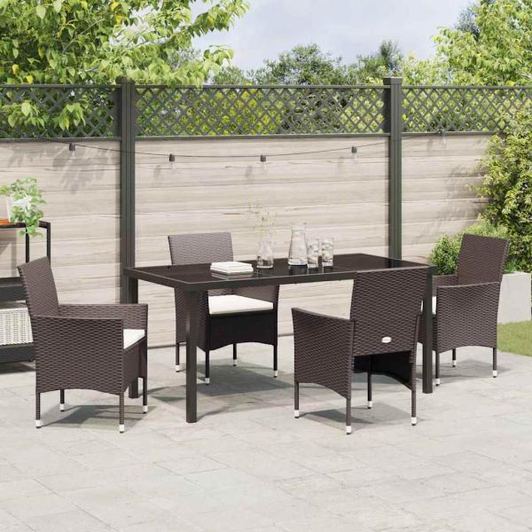 5-teiliges Garten-Ess-Set Braun Poly-Rattan