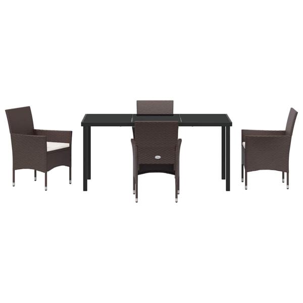 5-teiliges Garten-Ess-Set Braun Poly-Rattan