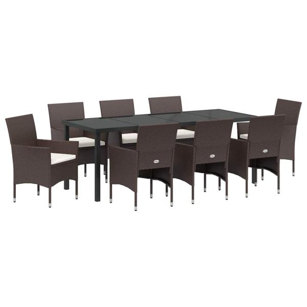 ARDEBO.de - 9-teiliges Garten-Essset Braun Poly-Rattan