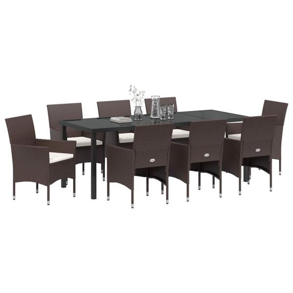 9-teiliges Garten-Essset Braun Poly-Rattan