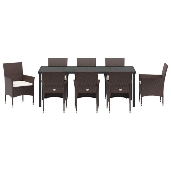 9-teiliges Garten-Essset Braun Poly-Rattan