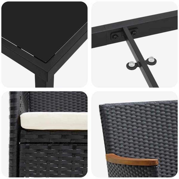 7-teiliges Gartenessen-Set Schwarz Poly Rattan