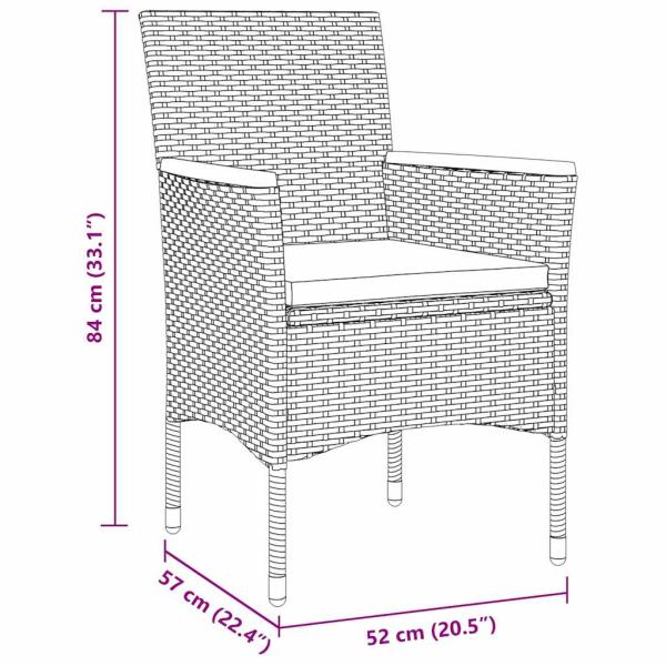 3-teiliges Garten-Essgruppen-Set Graues Poly-Rattan
