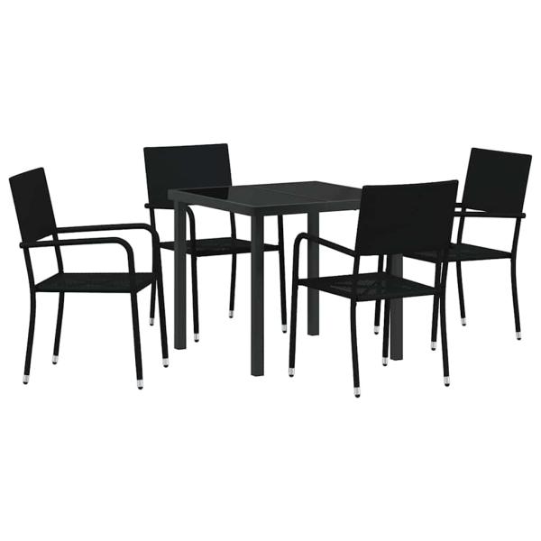 ARDEBO.de - 5-teiliges Garten Essset Schwarz Poly Rattan