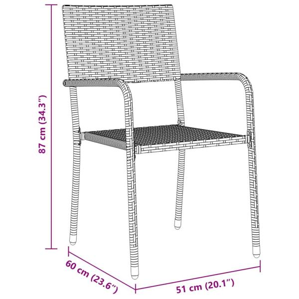 3-teiliges Garten Essset Grau Poly Rattan