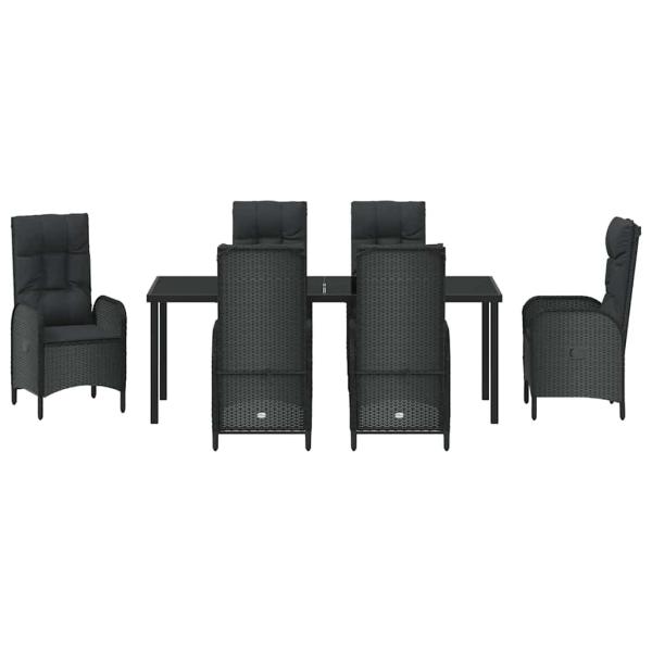 7-teiliges Garten-Esszimmer-Set Schwarz Poly-Rattan