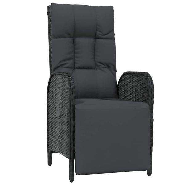 5-teiliges Garten-Ess-Set mit Kissen Schwarzes Poly-Rattan