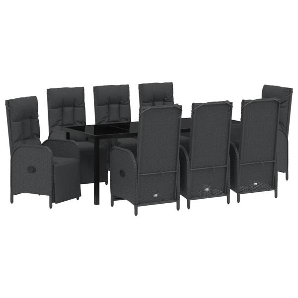 Garten Essgruppe 9 stk. Schwarz Poly-Rattan