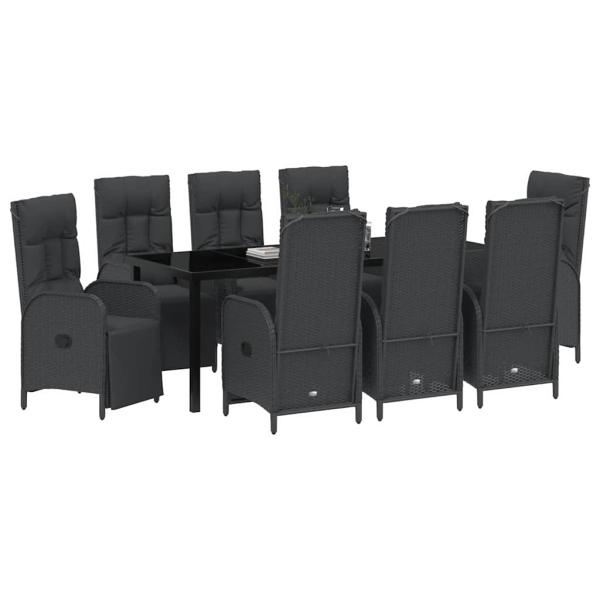 Garten Essgruppe 9 stk. Schwarz Poly-Rattan