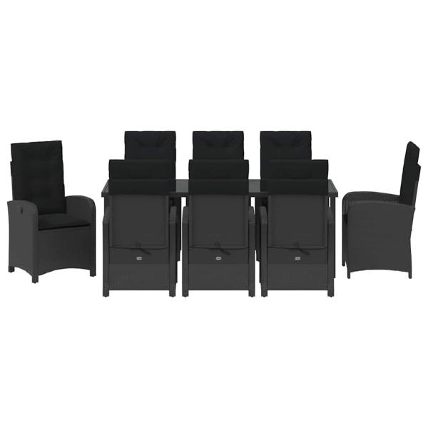 Garten Essgruppe mit Kissen 9 pcs Schwarz Poly-Rattan