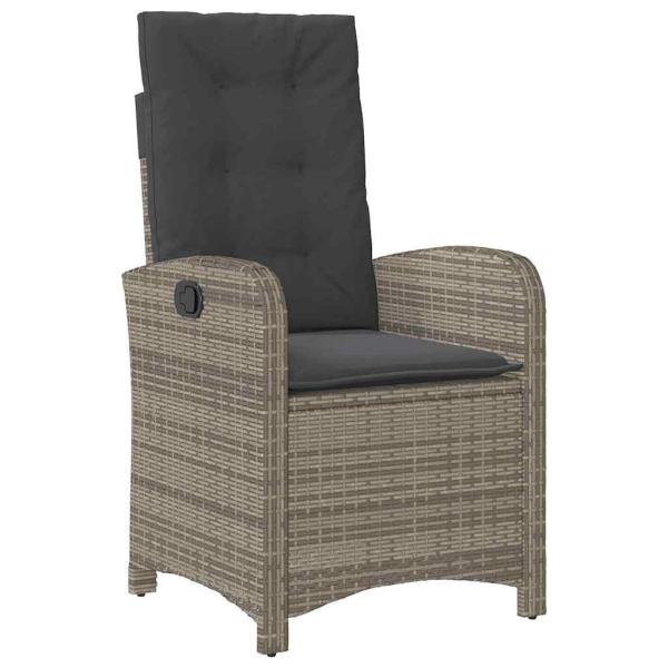 7-teiliges Garten-Dining-Set mit Kissen in Grau aus Poly-Rattan