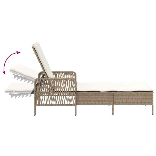 Sonnenliegen-Set Set von 3 Beige und Cremeweiß PE Rattan, Metall