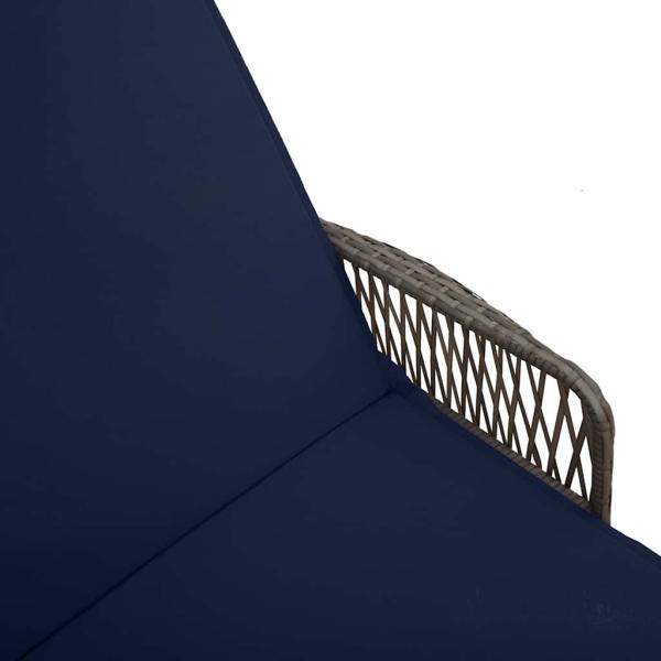 Sonnenliege Set aus 3 Grau und marineblau PE-Rattan, Metall