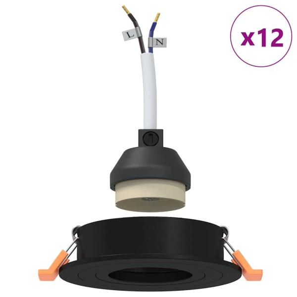 Einbaustrahler 12 Stück Rund GU10 Schwarz Ø91 mm