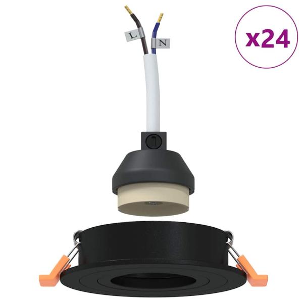 Einbaustrahler 24 Stk. Rund GU10 Schwarz Ø91 mm