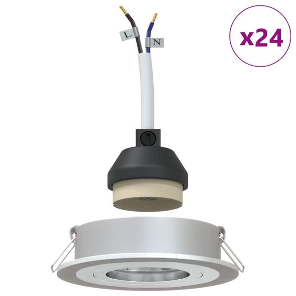 Einbau-Spotlights 24 Stück Rund GU10 Silber Ø91 mm