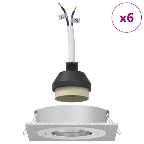 Einbau-Spotlights 6 Stück Quadratisch GU10 Silber 91x91 mm