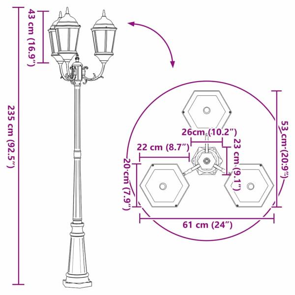Garten-Licht Bronze 61 x 53 x 235 cm Aluminium und Glas